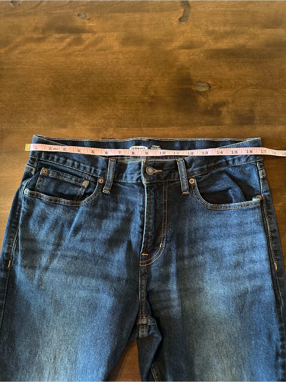 Old Navy Men’s Dark Blue Straight-Leg Jeans - Size: 33X30 built in tough/flex - Picture 6 of 10